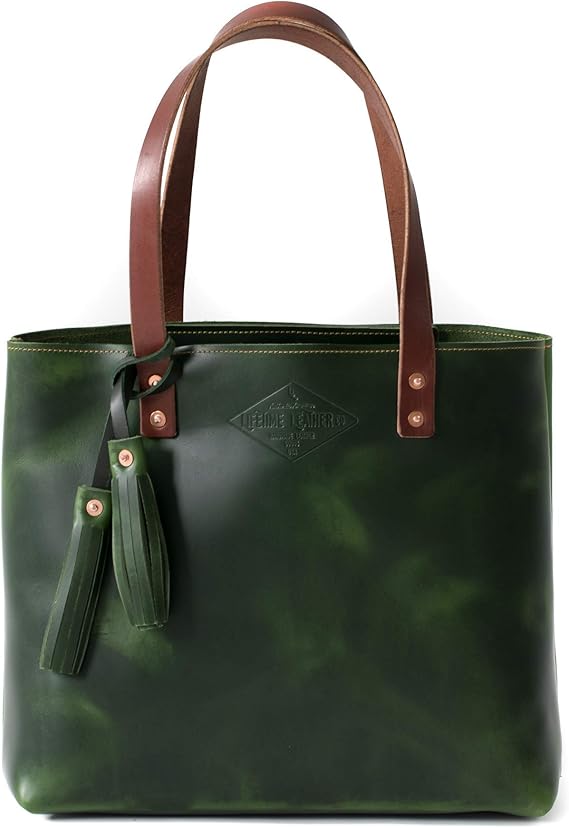 Green Leather Tote Bag for Women, Green Leather Bag, Leather Handbag, Womens Bag Green, Leather Purse, Diaper Bag, Laptop Bag