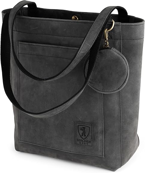 BERLINER BAGS Vintage Genuine Leather Tote Bag Seville, Handbag, Large Shopper for Women
